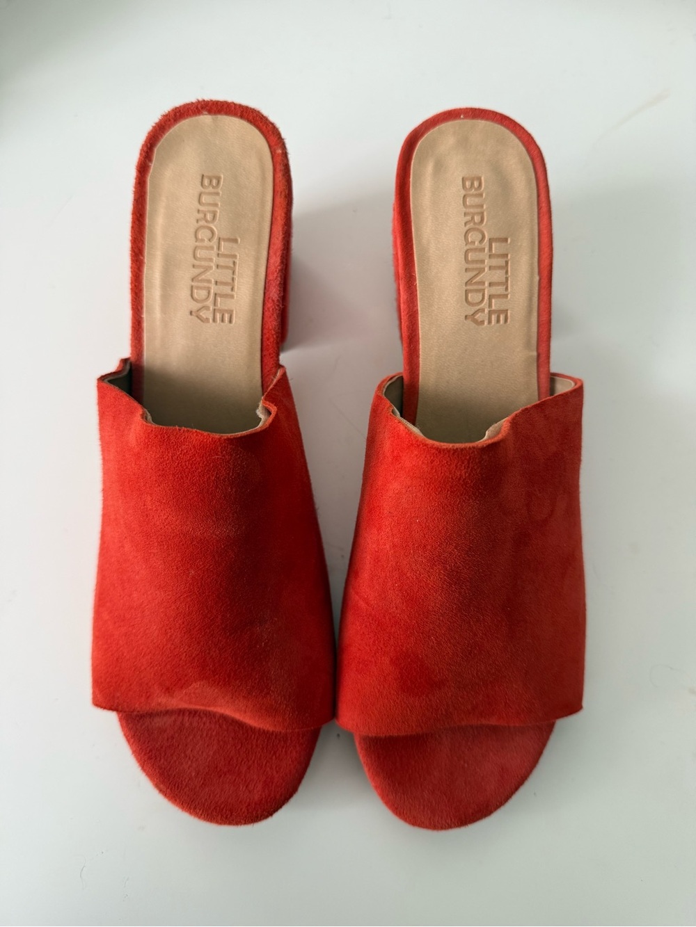 Orange Suede Open-Toe Mule